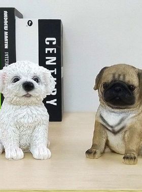 Lovely Bichon Dog Figurine Model Living Room Decor Dog anima