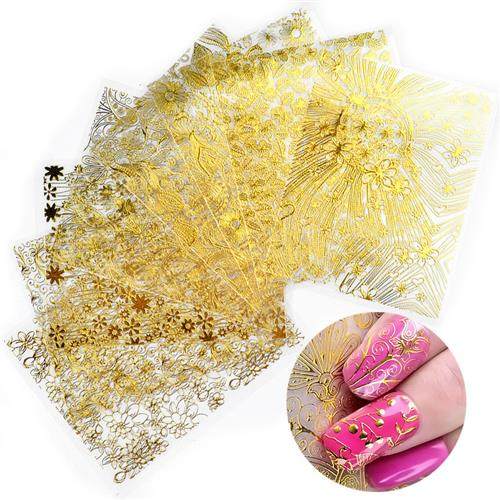 2022 new arrival 8Pcs Golden Metal Nail Sticker Nail Art