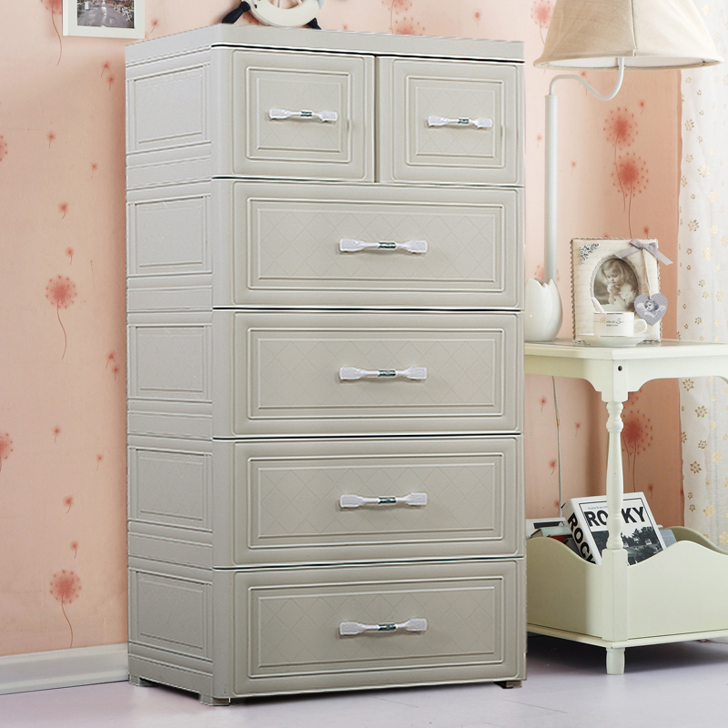 欧式抽屉式收纳柜塑料组装柜子储物柜5层宝宝衣柜儿童五斗柜