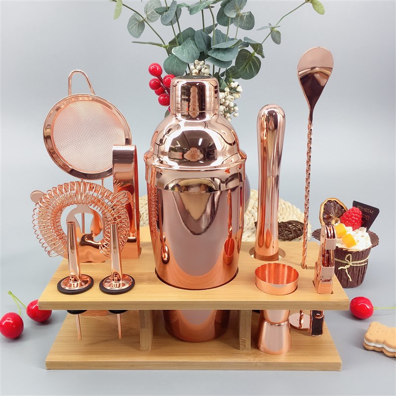 11pcs 750ML C75-11-WGD-34  Rose Gold Color Bartender Kit Wit