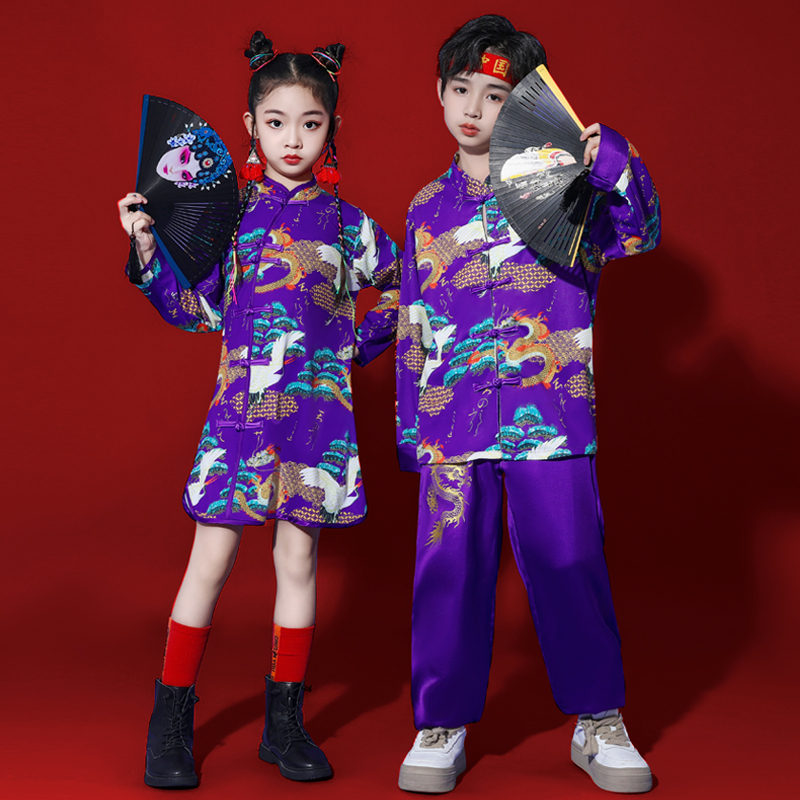 儿童演出服运动会服装中小学生啦啦操表演服中国风汉服男女童唐装