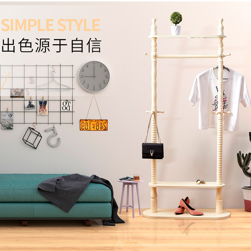 树枝创意实木衣帽架落地卧室多功能衣架酒店欧式带镜子多层置物架