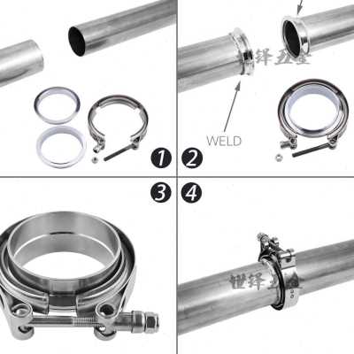 排气管卡箍304不锈钢子母法兰消声器抱箍V型喉箍管夹卡扣现货供应