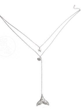 。Jewelry starfish scallop fish tail multi-layer Necklace sh