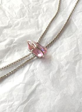 项链女新款设计感抽绳轻奢晶体小众配饰链2022饰品毛衣可调节kvk