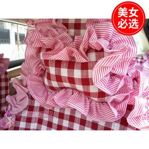 极速女神款骨头颈枕 汽车头枕车用护颈枕 可爱布艺花边车饰品 美