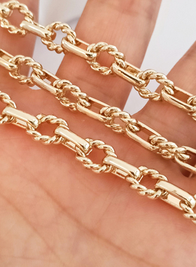 14K包金保色大麻花粗链条可拆卸半成品手工散链DIY手链项链锁骨链
