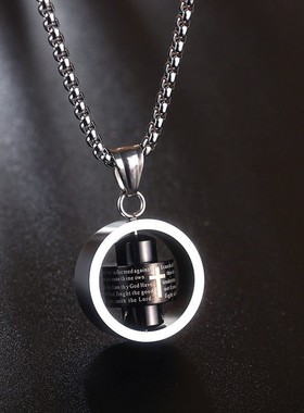 幸运转轮项链男潮小众设计嘻哈纯银吊坠个性挂件男士装饰百搭饰品