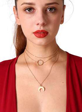Decoration Xin jewelry moon pendant ring multi-layer necklac