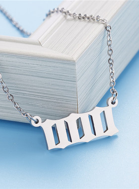 Stainless Steel Angel Number Lucky Numbers Necklaces 111 222