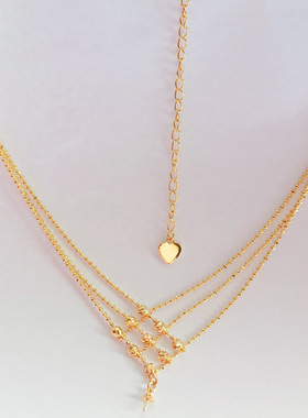 保色配件14K包金珠珠流苏项链连帽针吊托可调节延长链手工DIY配饰