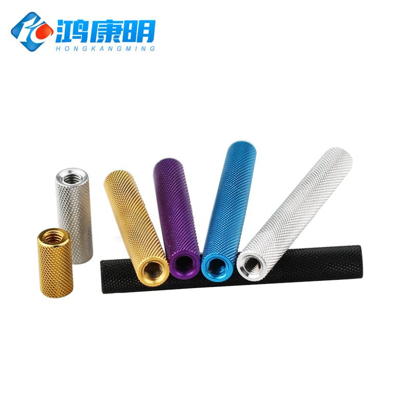 M3滚花铝柱长螺母模型机架联接杆铝合金隔离柱螺帽双内牙钻石纹