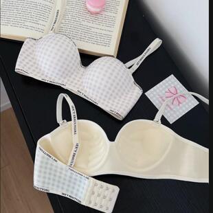 直销新款稳稳杯桔感无肩带内衣女士抹胸防滑聚拢无痕防走光裹胸女