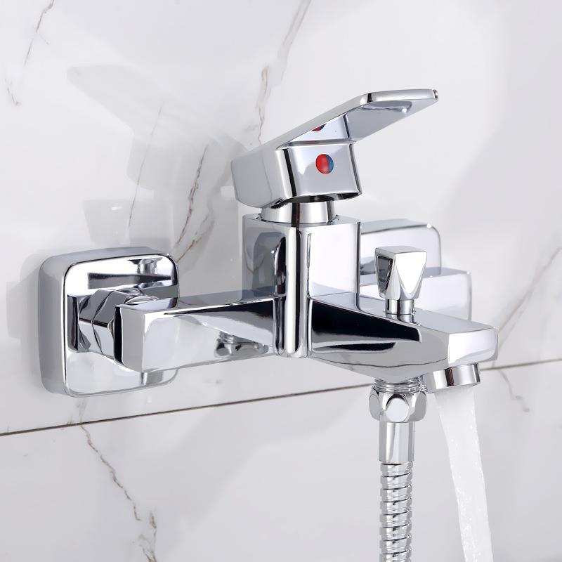 直销新款四方三联水龙头 锌合金冷热浴缸三联水龙头 浴室暗装淋浴