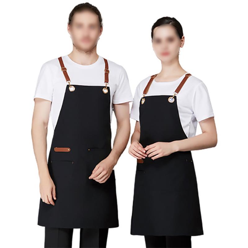 直销新款围裙定 制logo奶茶店咖啡厅酒店时尚女服务员工作服男女