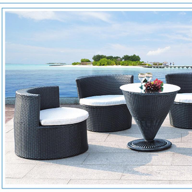 直销新款户外庭院藤椅五件套休闲藤编桌椅组合三件套别墅花园桌椅