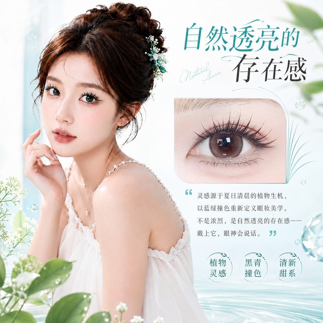 婉嫔新款夏日VC青黑撞色设计自然不浮夸上眼贴合舒适抖音热门爆款