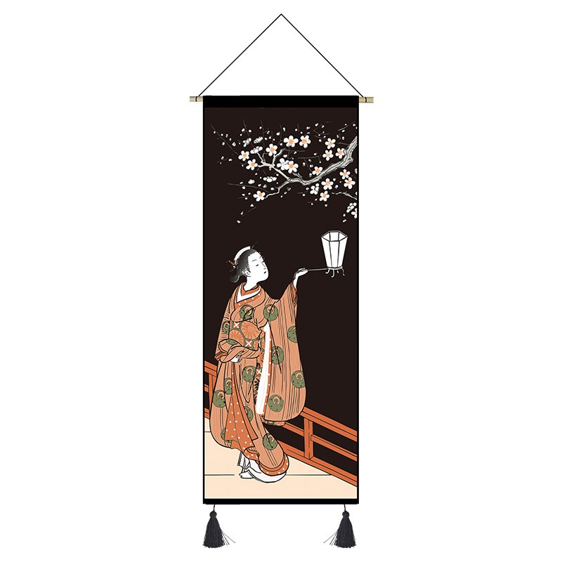 日式和风挂画布艺寿司客厅背景墙装饰画玄关走廊挂布卧室床头壁画图片