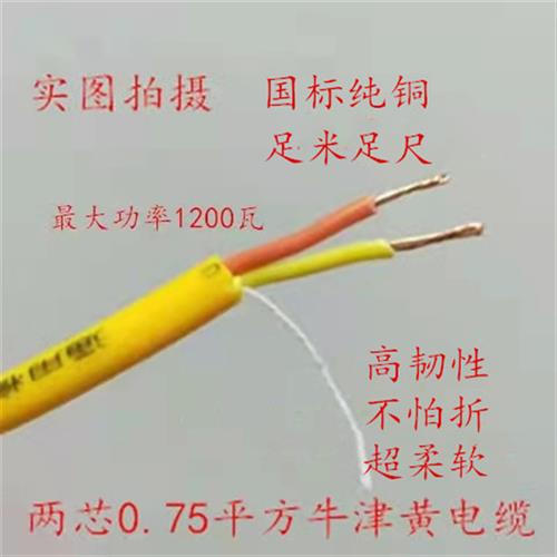 国标纯铜 多股铜软电线电源线 两芯0.75/1/1.5/2.5平方双股软铜线