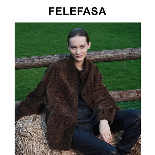 FELEFASA斐梵萨女装 拉贡Lacon皮毛一体双面穿夹克外套
