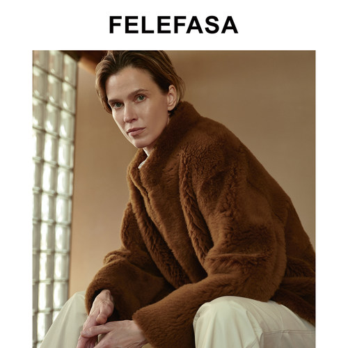 FELEFASA斐梵萨冬女装 拉贡Lacon皮毛一体双面穿夹克外套