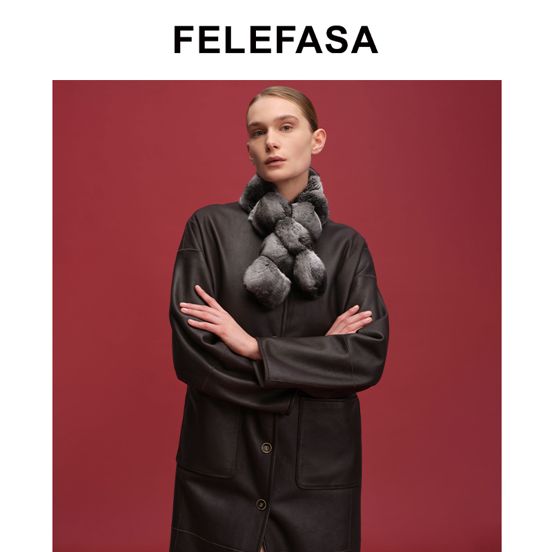 双面穿长款皮毛一体皮草