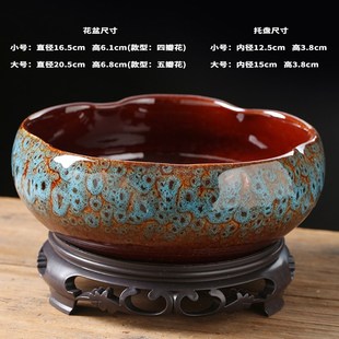 水培花盆睡莲碗莲铜钱草一叶莲金钱草盆水仙花盆陶瓷大号无孔
