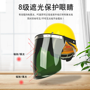 护脸防飞溅打磨氩弧焊烧焊防烤脸焊帽 电焊防护面罩安全帽式
