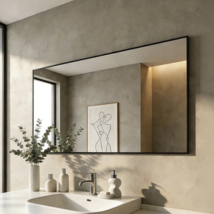 简约铝框壁挂浴室镜卫生间镜子洗漱台贴墙卫浴镜厕所洗手间化妆镜