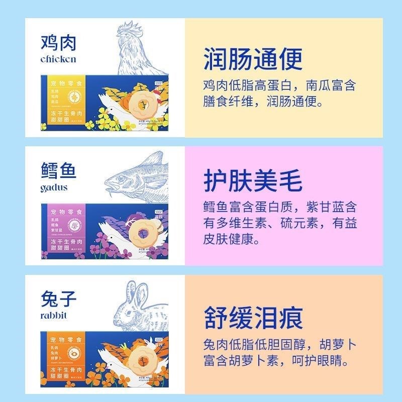 蓝氏肉FUN系列甜甜圈生骨肉冻干15支乳鸽猫粮猫咪磨牙棒幼猫零食