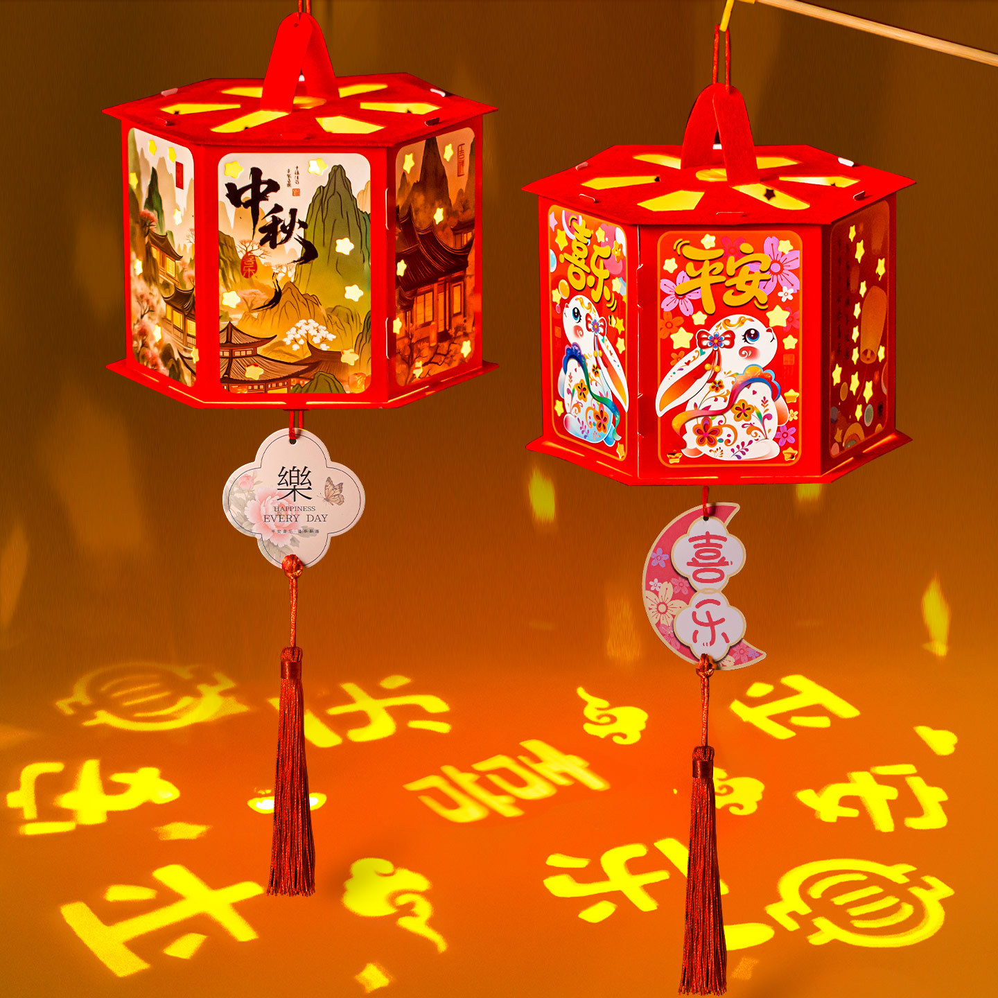 中秋推荐【投影灯笼】中秋发光投影灯笼手提走马花灯diy实验PJ2