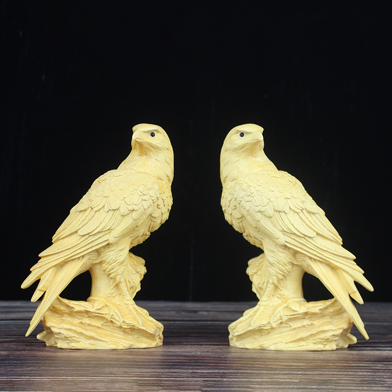 黄杨木雕老鹰摆件大展宏图手把件开业办公室家居装饰乔迁招财礼品