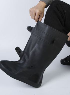 。防雨鞋套男女防水雨天加厚防滑耐磨底成人雨鞋套黑色高筒防雪鞋