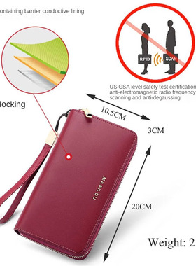 Genuine Leather Wallets Women Zipper Wallet RFID Blocking Cl