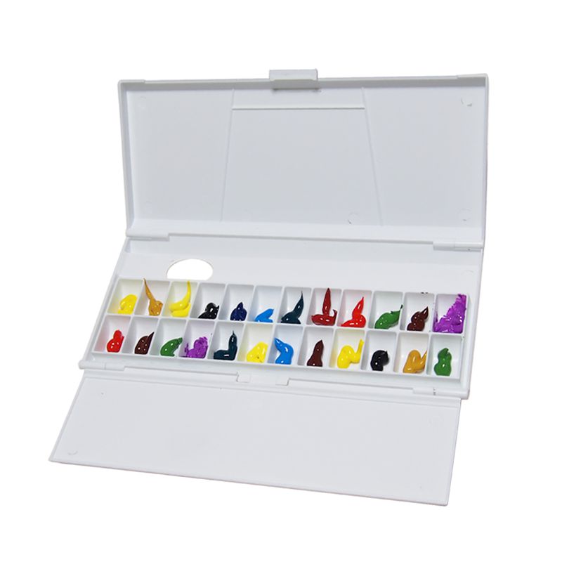 24格水彩调色盒小 折叠密封翻盖专业保湿盘调色碟丙烯水粉颜料板