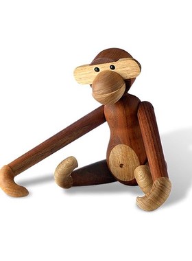 丹麦木猴子 北欧家居软装饰品木偶摆件客厅玄关墙面挂饰生肖礼物