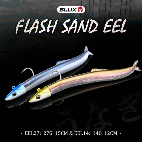 BLUX FLASH SAND EEL 14G/27G Soft Fishing Lure Tail Jig Head