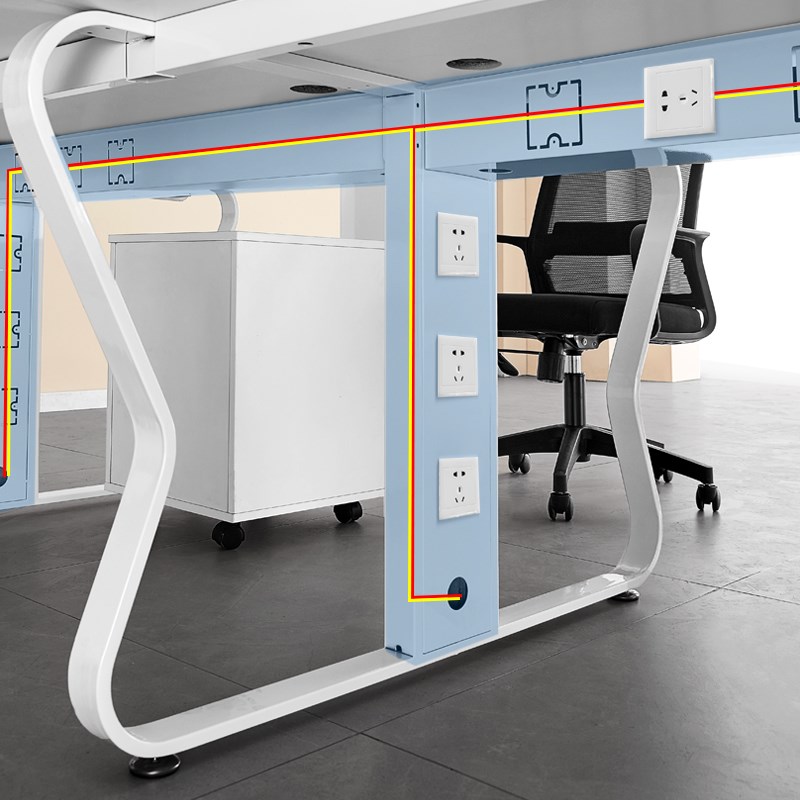 白色职员办公桌椅组合简约现代4人位6员工电脑屏风桌子办公室家具