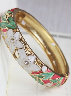 中式景泰蓝镂空五瓣花中国风时尚手镯北京旅游纪念品送女友送妈妈