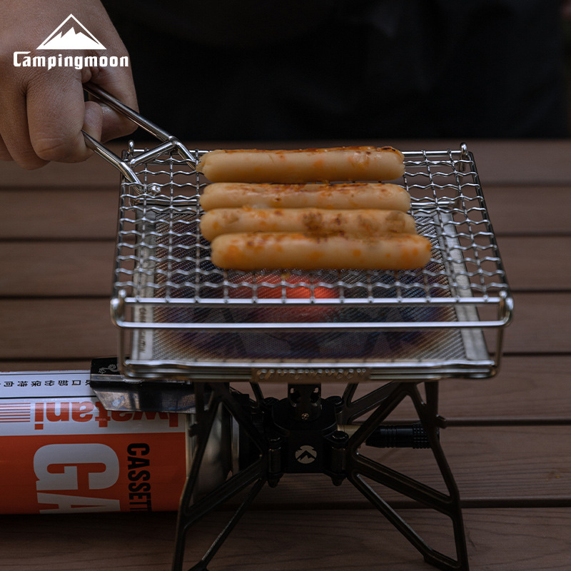 柯曼户外露营304不锈钢折叠吐司烤网均匀烤制卡式气炉用烧烤网