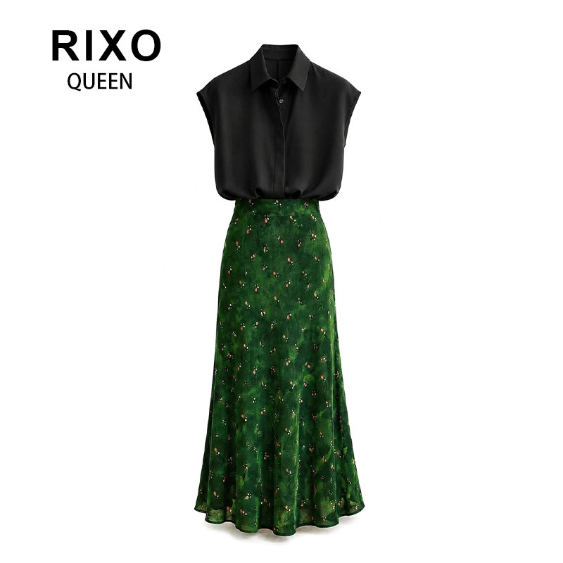 RIXO QUEEN夏季无袖黑大码套装