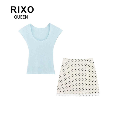 RIXO QUEEN多巴胺独特漂亮上衣小清新穿搭夏日巨好看波点半身裙