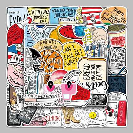 直销新款50张藤曼系卡通文字涂鸦笔记本电脑汽车手机速卖通亚马逊