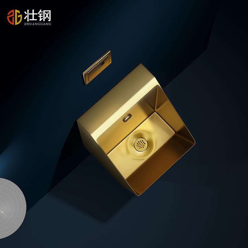 新款直销黑色酒吧不锈钢小便池挂墙式卫生间感应小便斗厕所男士小