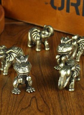 新款直销黄铜小恐龙摆件桌面创意茶宠装饰品纯铜大象铜制品铜摆件