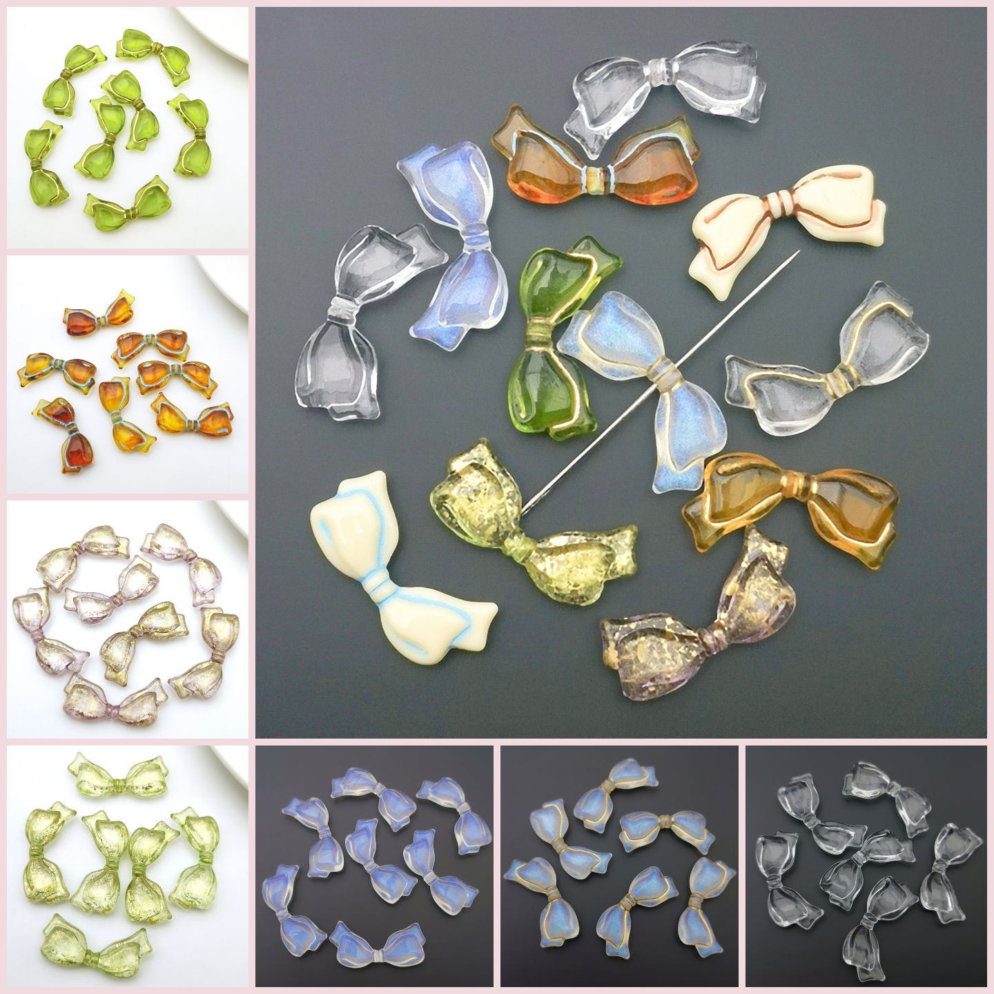 亚克力高亮透明彩色描金蝴蝶结