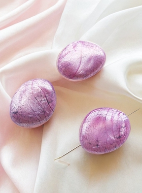 30mm有孔平底椭圆裂纹香芋紫色串珠 饰品 DIY散珠 手工 配件 材料