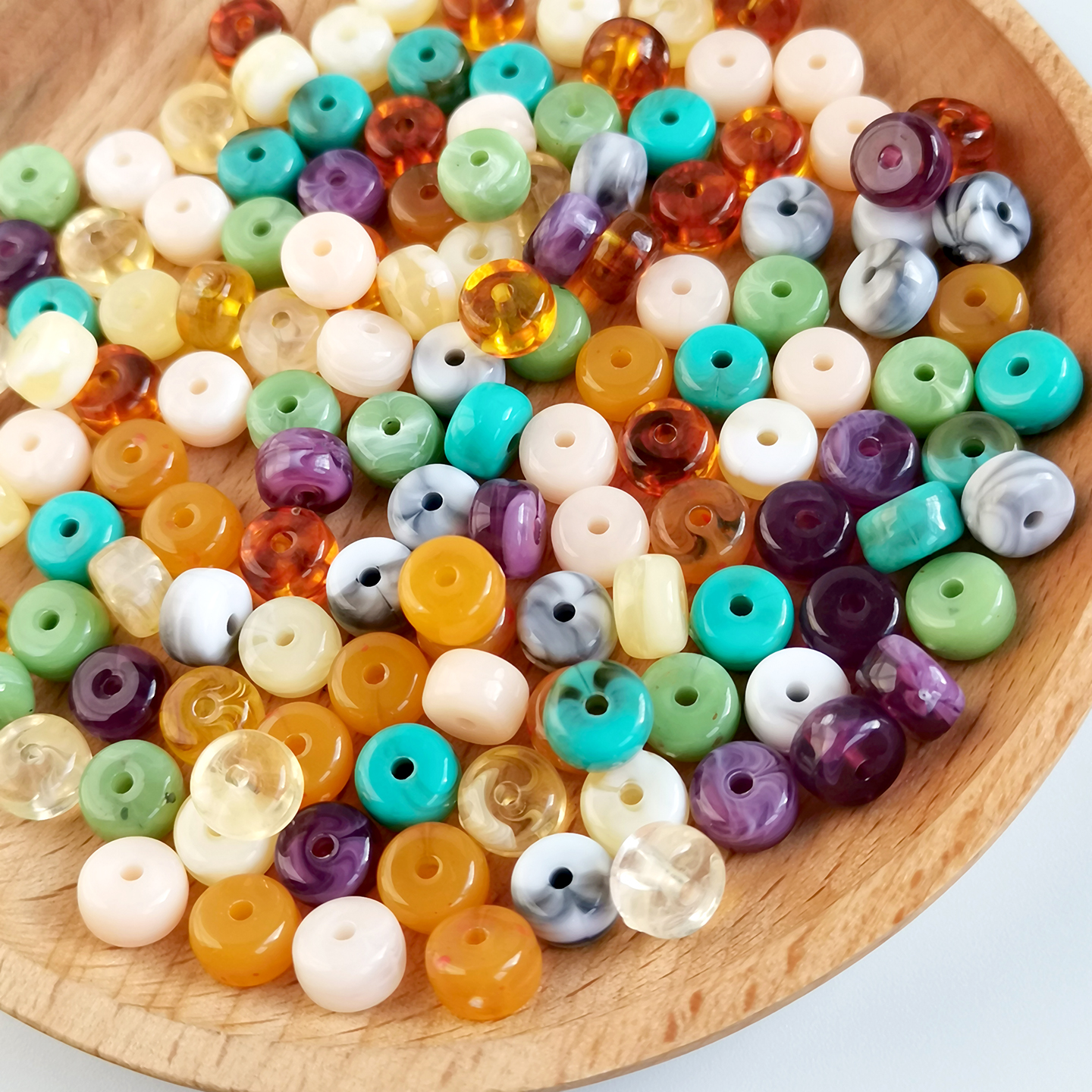 高亮双色DIY亚克力车轮圆扁珠子