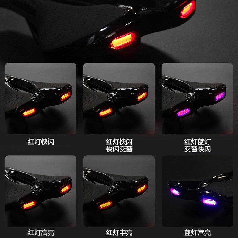 直销新款自行车坐垫山地车硅胶鞍座公路车座垫带尾灯骑行装备