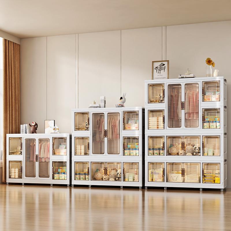 直销新款卧室免安装折叠衣物收纳柜 多层双开门宝宝衣柜 挂衣整理